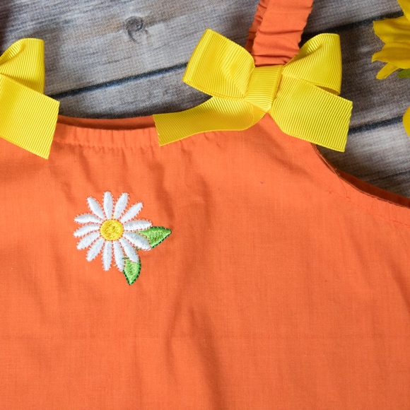Orange Daisy girls dress 2T - Picture 3 of 5
